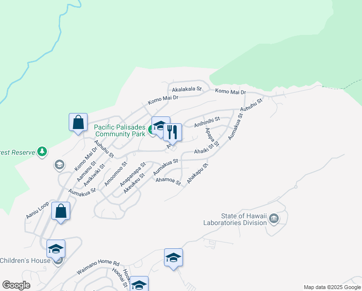 map of restaurants, bars, coffee shops, grocery stores, and more near 2338 Ahaiki Street in Pearl City