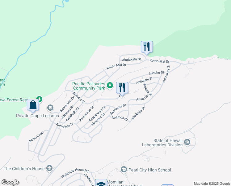 map of restaurants, bars, coffee shops, grocery stores, and more near 2306 Auhuhu Street in Pearl City