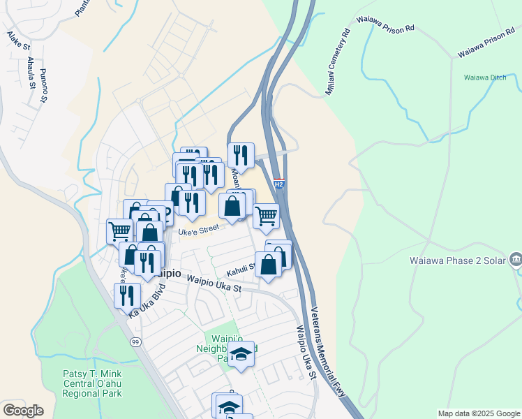 map of restaurants, bars, coffee shops, grocery stores, and more near 94-1480 Moaniani Street in Waipahu