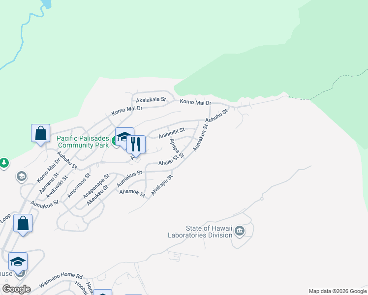 map of restaurants, bars, coffee shops, grocery stores, and more near 2332 Apapa Street in Pearl City