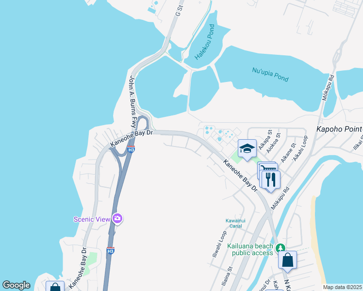 map of restaurants, bars, coffee shops, grocery stores, and more near 1312 Oko Street in Kailua