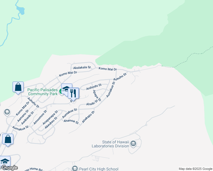 map of restaurants, bars, coffee shops, grocery stores, and more near 2438 Ahaiki Street in Pearl City