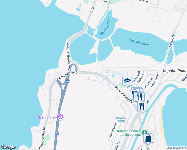 map of restaurants, bars, coffee shops, grocery stores, and more near in Marine Corps Base Hawaii