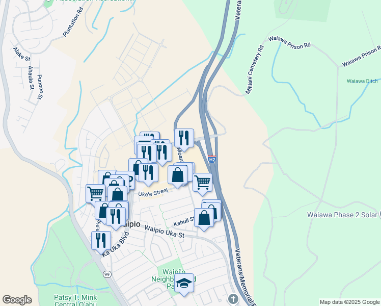 map of restaurants, bars, coffee shops, grocery stores, and more near 94-1480 Moaniani Street in Waipahu