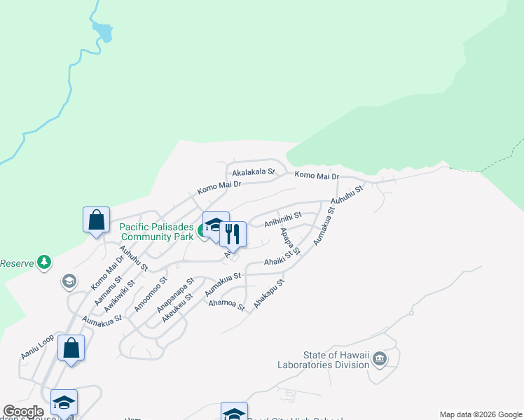 map of restaurants, bars, coffee shops, grocery stores, and more near 2375 Auhuhu Street in Pearl City