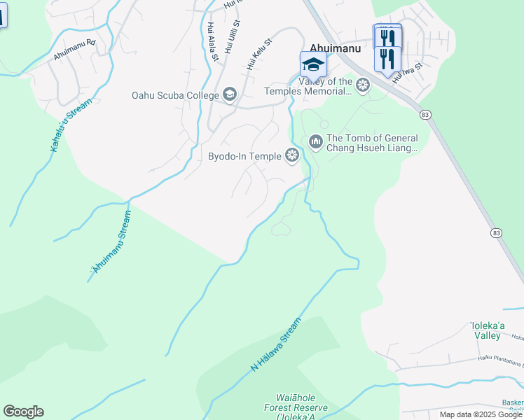 map of restaurants, bars, coffee shops, grocery stores, and more near 47-678 Halemanu Street in Kaneohe