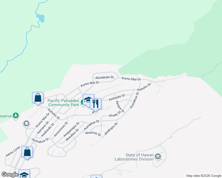map of restaurants, bars, coffee shops, grocery stores, and more near 2505 Akepa Street in Pearl City