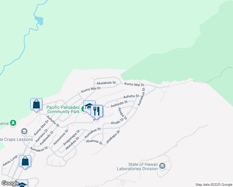 map of restaurants, bars, coffee shops, grocery stores, and more near 2523 Akepa Street in Pearl City