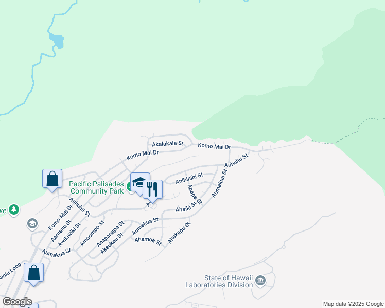 map of restaurants, bars, coffee shops, grocery stores, and more near 2550 Akepa Street in Pearl City