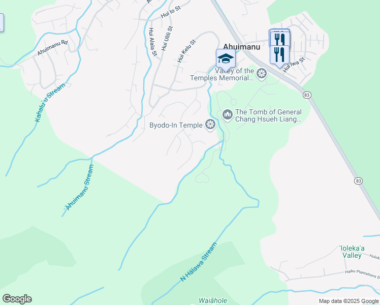 map of restaurants, bars, coffee shops, grocery stores, and more near 47-657 Halemanu Street in Kaneohe