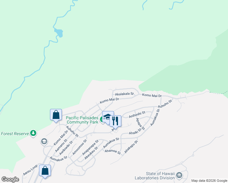 map of restaurants, bars, coffee shops, grocery stores, and more near 2362 Apoepoe Street in Pearl City