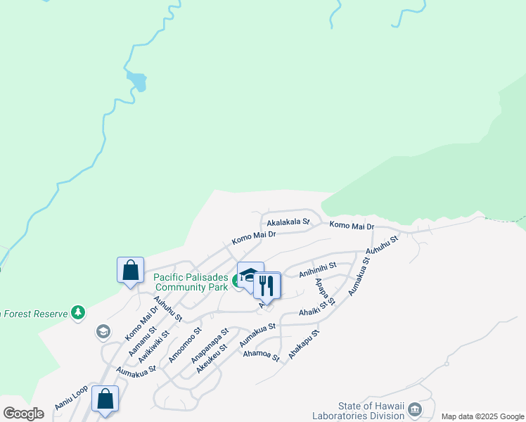 map of restaurants, bars, coffee shops, grocery stores, and more near 2362 Apoepoe Street in Pearl City