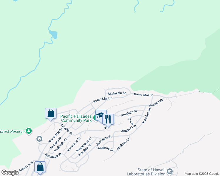 map of restaurants, bars, coffee shops, grocery stores, and more near 2362 Apoepoe Street in Pearl City