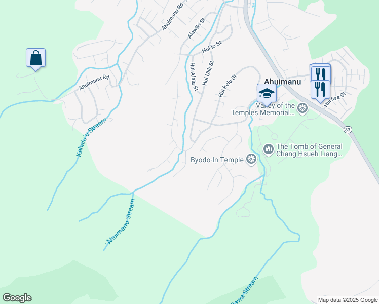 map of restaurants, bars, coffee shops, grocery stores, and more near 47-572 Hui Kelu Street in Kaneohe