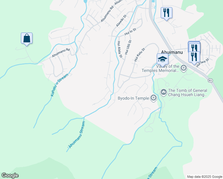 map of restaurants, bars, coffee shops, grocery stores, and more near 47-546 Hui Kelu Street in Kaneohe