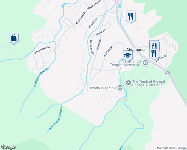 map of restaurants, bars, coffee shops, grocery stores, and more near 47-606 Hui Ulili Street in Kaneohe