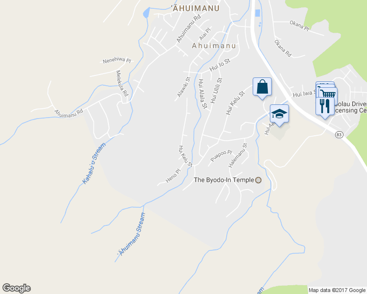 map of restaurants, bars, coffee shops, grocery stores, and more near 47-514 Hui Kelu Street in Kaneohe