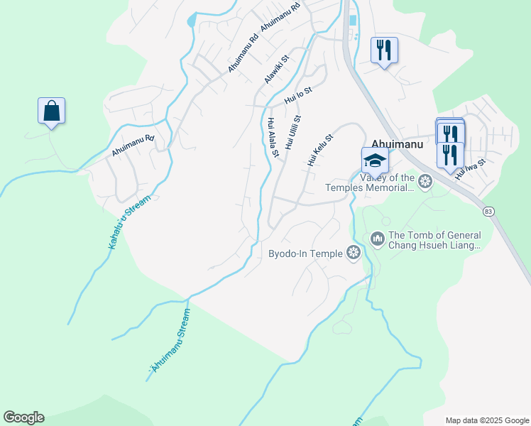 map of restaurants, bars, coffee shops, grocery stores, and more near 47-606 Hui Ulili Street in Kaneohe