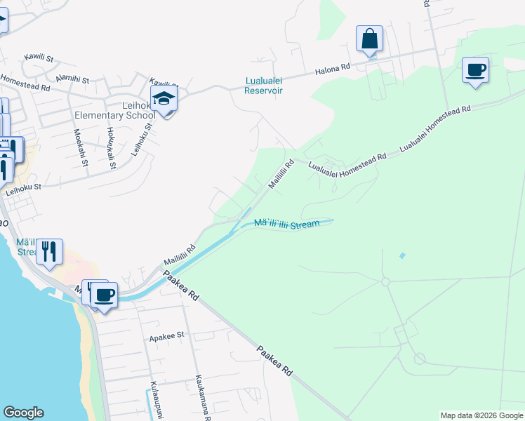 map of restaurants, bars, coffee shops, grocery stores, and more near 86-303 Mailiilii Road in Waianae