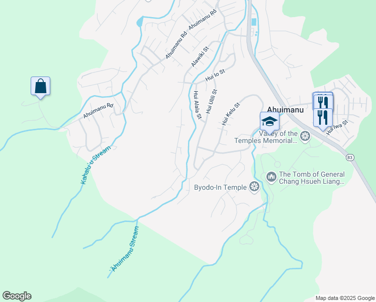 map of restaurants, bars, coffee shops, grocery stores, and more near 47-606 Hui Ulili Street in Kaneohe