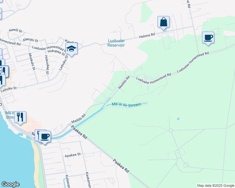 map of restaurants, bars, coffee shops, grocery stores, and more near 86-351 Mailiilii Road in Waianae
