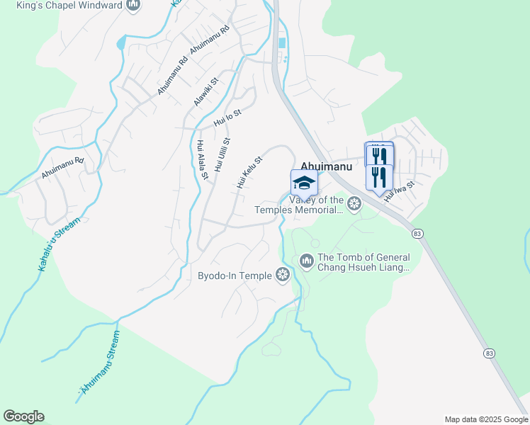 map of restaurants, bars, coffee shops, grocery stores, and more near 47-494 Apoalewa Place in Kaneohe