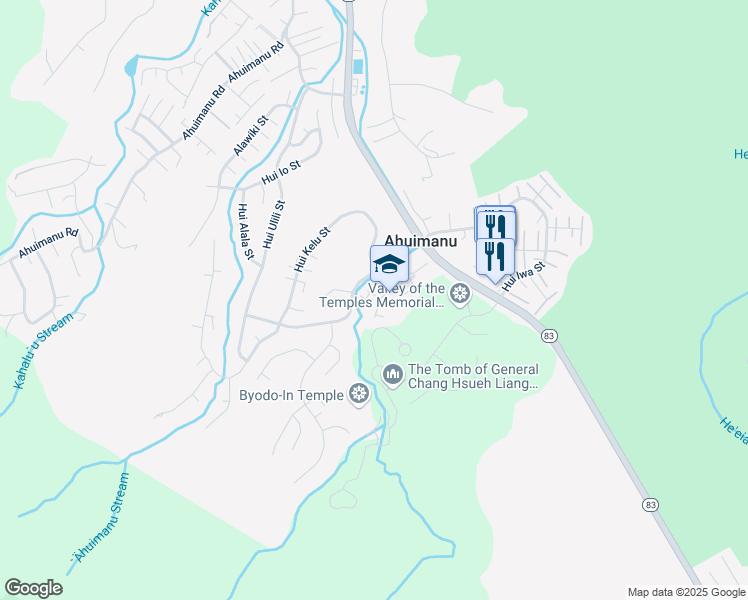 map of restaurants, bars, coffee shops, grocery stores, and more near 47-220 Hui Aeko Way in Kaneohe