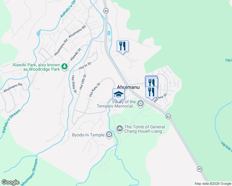 map of restaurants, bars, coffee shops, grocery stores, and more near in Ahuimanu