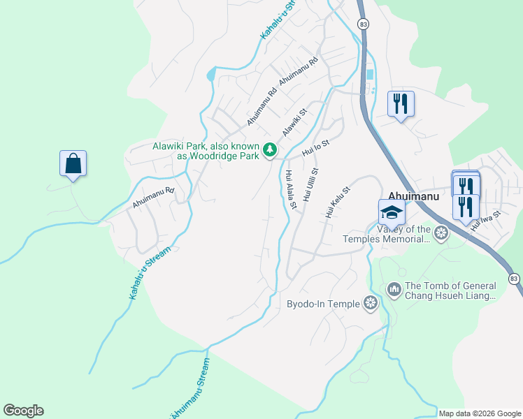 map of restaurants, bars, coffee shops, grocery stores, and more near 47-431 Hui Kelu Street in Kaneohe