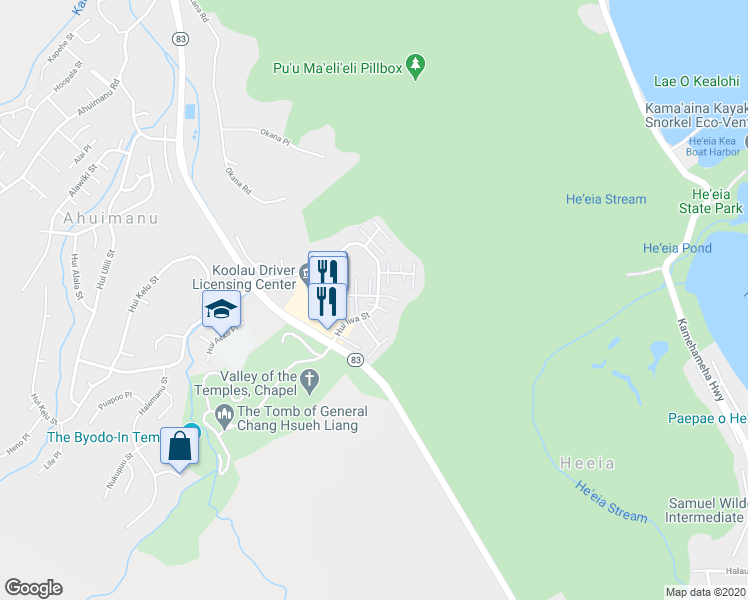 map of restaurants, bars, coffee shops, grocery stores, and more near in Ahuimanu