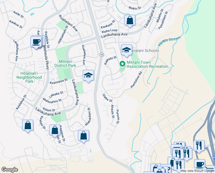 map of restaurants, bars, coffee shops, grocery stores, and more near 94-1007 Lahe Street in Mililani