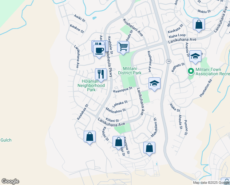map of restaurants, bars, coffee shops, grocery stores, and more near in Mililani