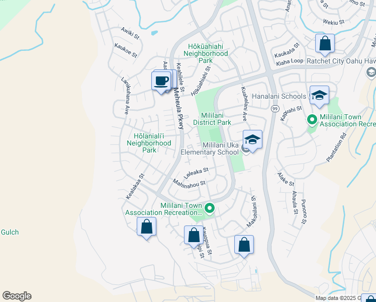 map of restaurants, bars, coffee shops, grocery stores, and more near in Mililani