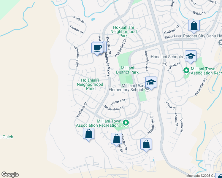 map of restaurants, bars, coffee shops, grocery stores, and more near in Mililani