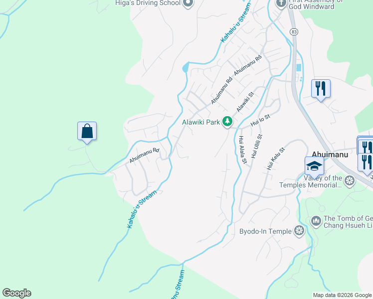 map of restaurants, bars, coffee shops, grocery stores, and more near 47-485 Pakai Place in Kaneohe