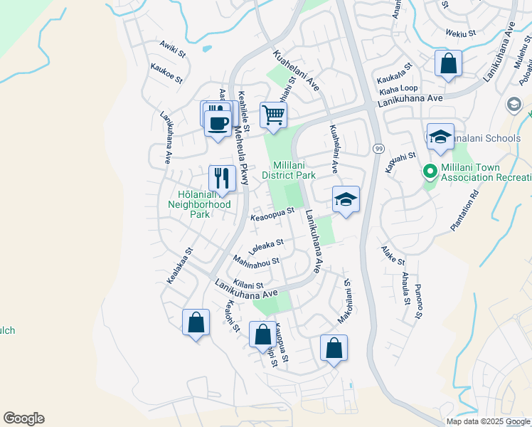 map of restaurants, bars, coffee shops, grocery stores, and more near in Mililani