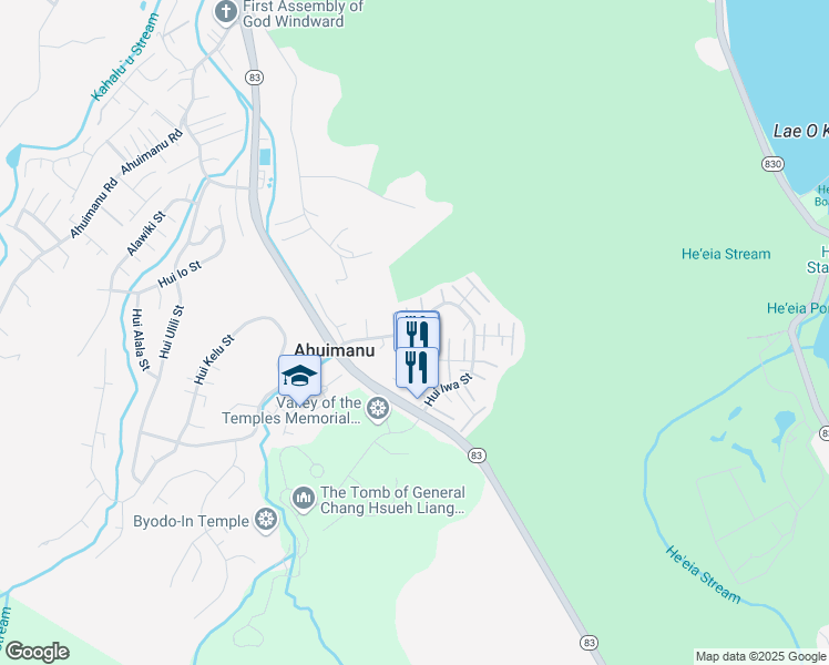 map of restaurants, bars, coffee shops, grocery stores, and more near in Ahuimanu