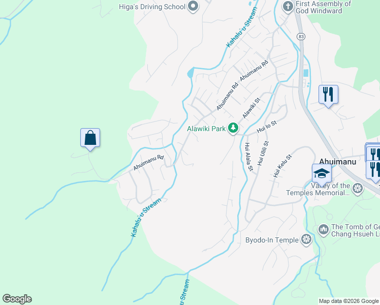 map of restaurants, bars, coffee shops, grocery stores, and more near 47-485 Pakai Place in Kaneohe