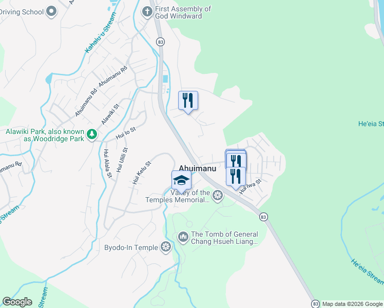 map of restaurants, bars, coffee shops, grocery stores, and more near in Ahuimanu