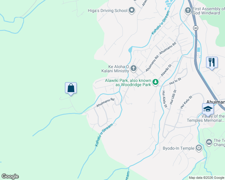 map of restaurants, bars, coffee shops, grocery stores, and more near 47-640 Melekula Road in Kaneohe