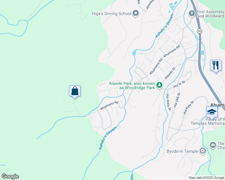 map of restaurants, bars, coffee shops, grocery stores, and more near 47-640 Melekula Road in Kaneohe
