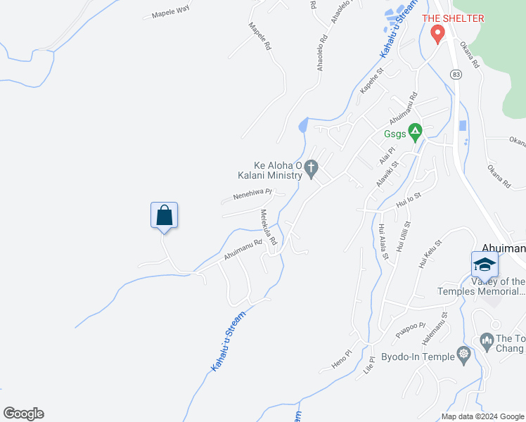 map of restaurants, bars, coffee shops, grocery stores, and more near 47-640 Melekula Road in Kaneohe