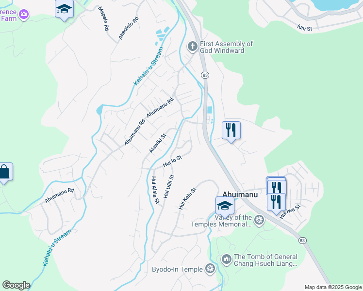 map of restaurants, bars, coffee shops, grocery stores, and more near 47-441 Hui Nene Street in Kaneohe
