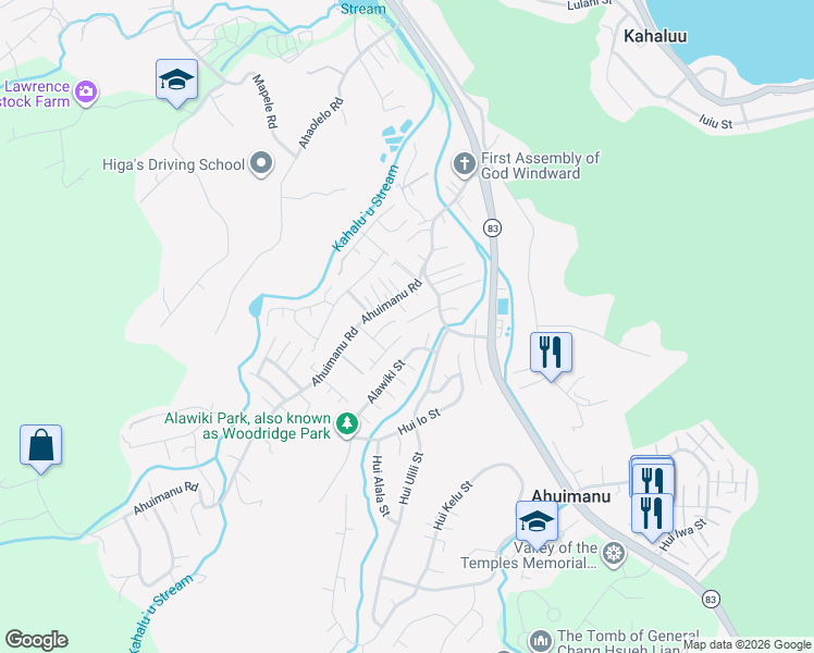 map of restaurants, bars, coffee shops, grocery stores, and more near 47-440 Aialiʻi Place in Kaneohe