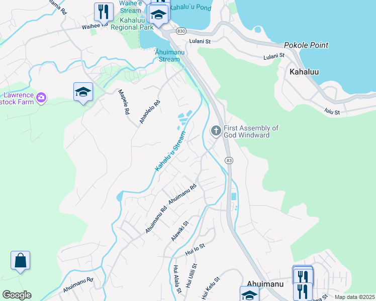 map of restaurants, bars, coffee shops, grocery stores, and more near 47-371 Kapehe Street in Kaneohe