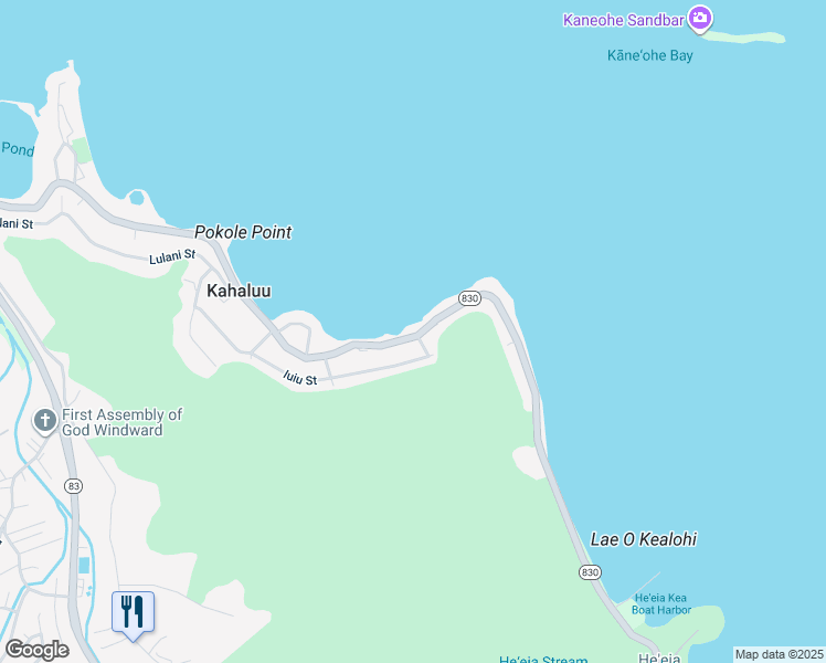 map of restaurants, bars, coffee shops, grocery stores, and more near 47-143 Kamehameha Highway in Kaneohe