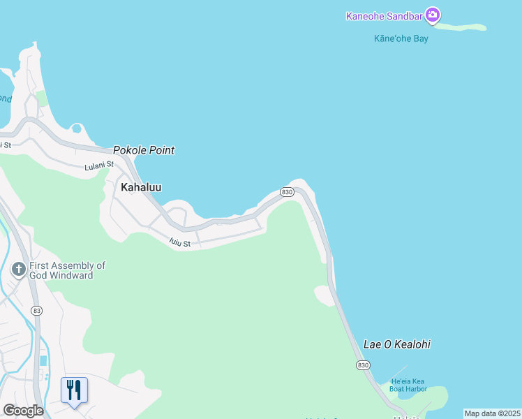 map of restaurants, bars, coffee shops, grocery stores, and more near 47-143 Kamehameha Highway in Kaneohe