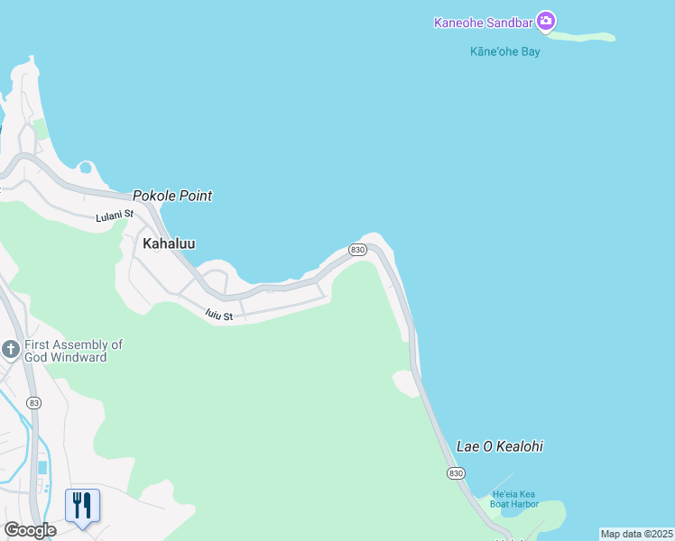 map of restaurants, bars, coffee shops, grocery stores, and more near 47-124 Kamehameha Highway in Kaneohe