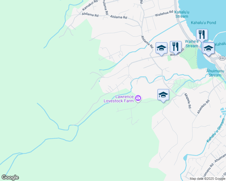 map of restaurants, bars, coffee shops, grocery stores, and more near 47 Waihee Road in Kaneohe