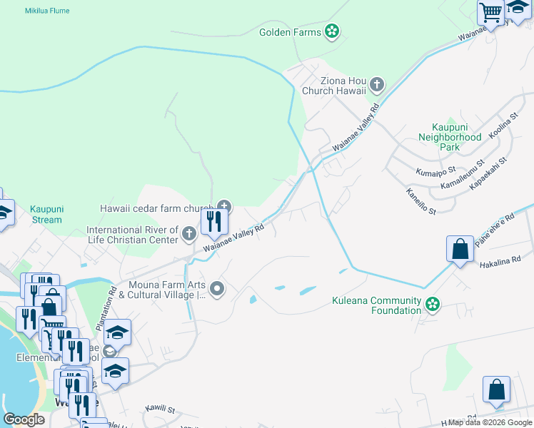 map of restaurants, bars, coffee shops, grocery stores, and more near in Waianae
